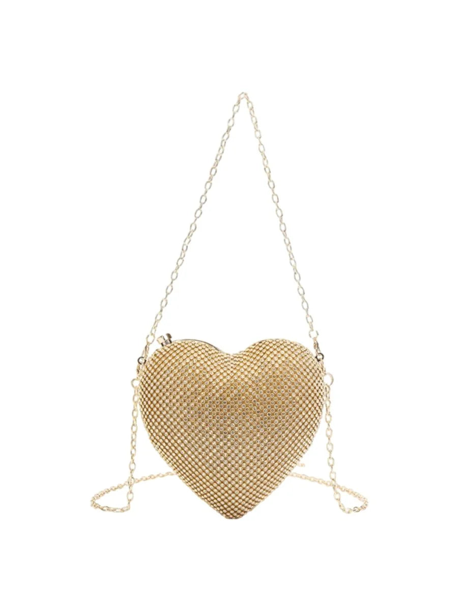 Womens Heart Shape Evening Clutch Bag
