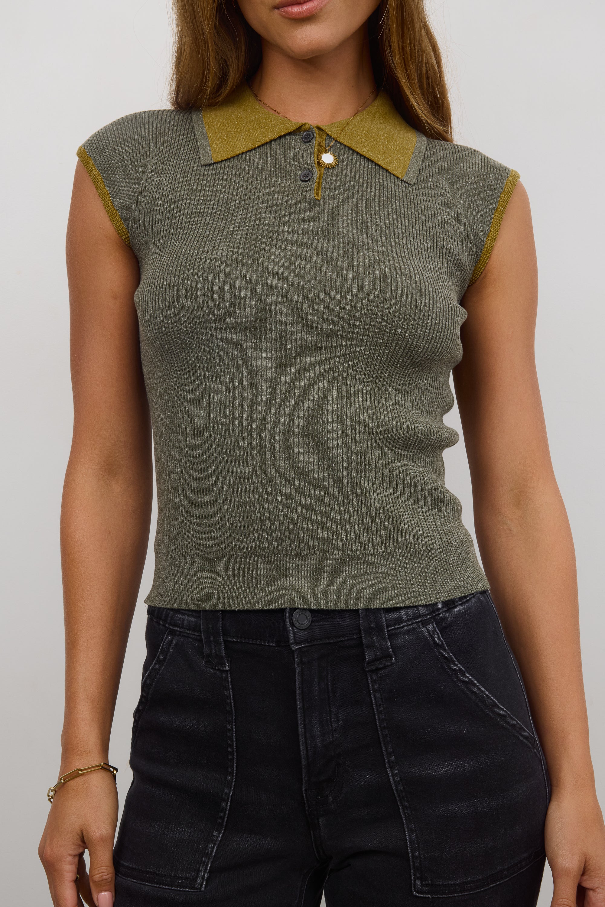 Becca Ribbed Top in Olive FINAL SALE