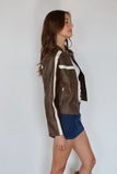 Joanne Cropped Leather Moto Jacket