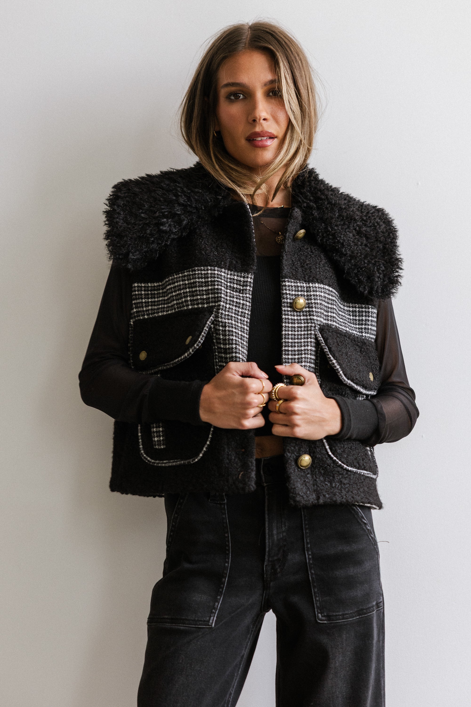 Liv Sherpa Vest in Black FINAL SALE