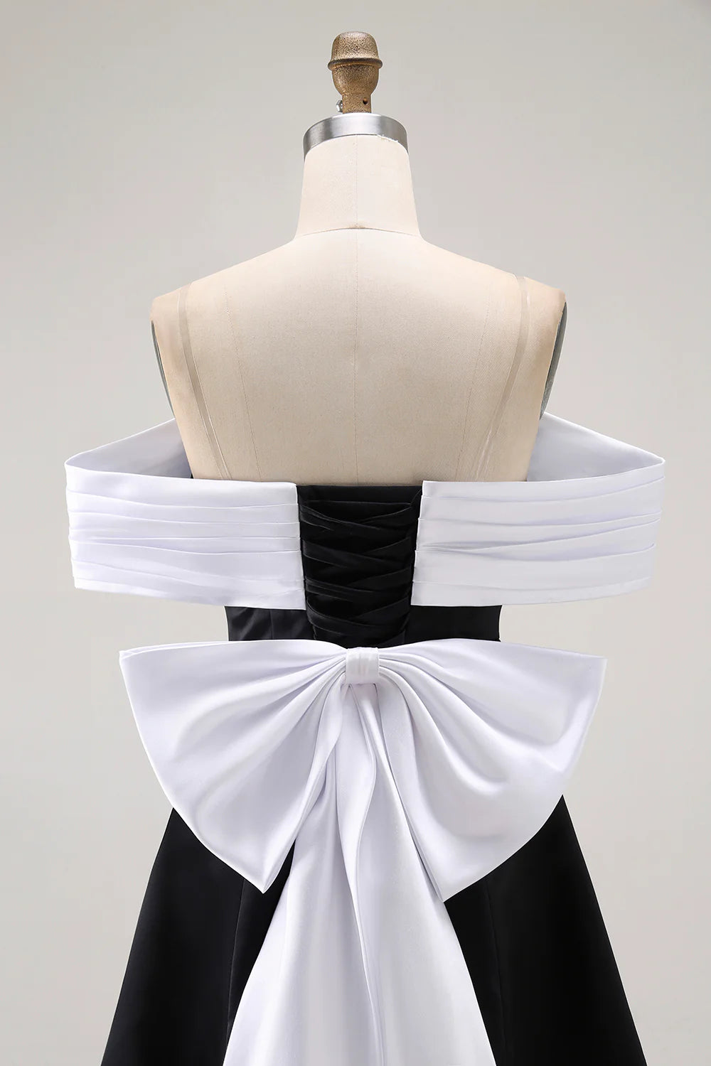 Black A Line Off The Shoulder Mini Homecoming Dress with Bow