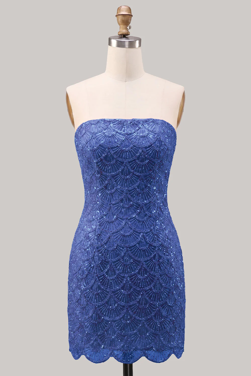 Sparkly Pink Strapless Bodycon Homecoming Dress with Lace up Back