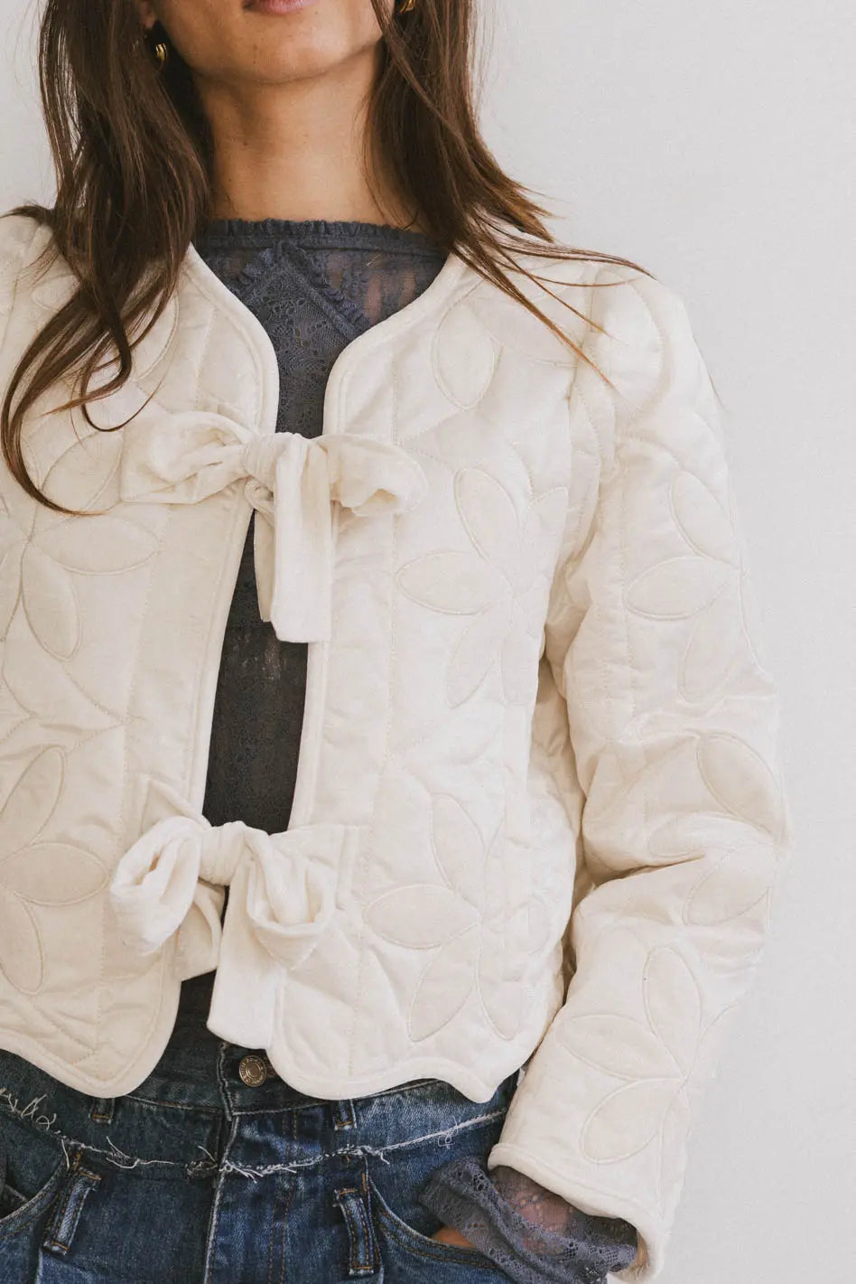 Shelly Quilted Jacket in Cream FINAL SALE