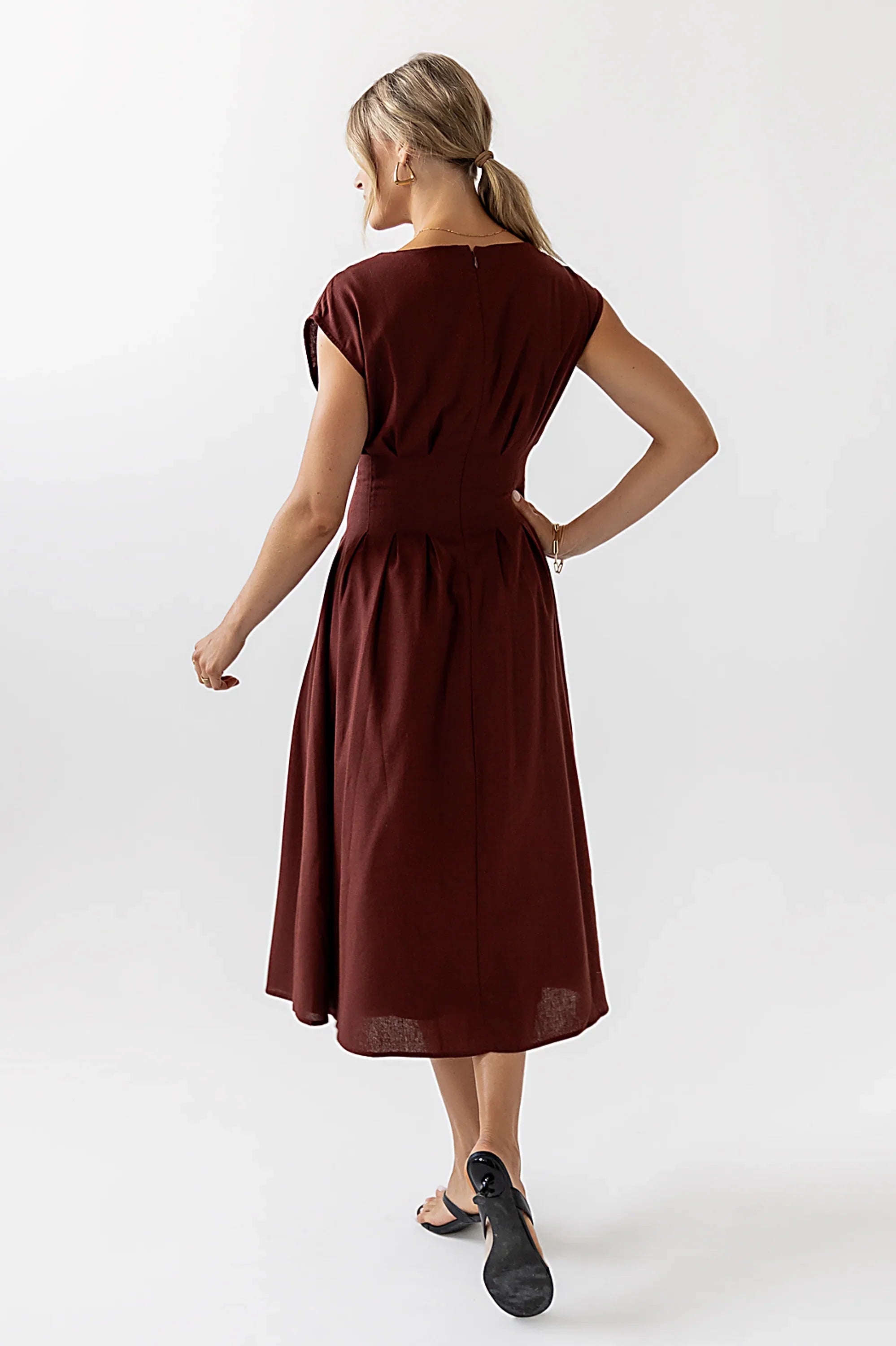 Matilda Pleated Maxi Dress in Rust FINAL SALE