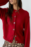 Nolan Chunky Knit Cardigan in Red FINAL SALE