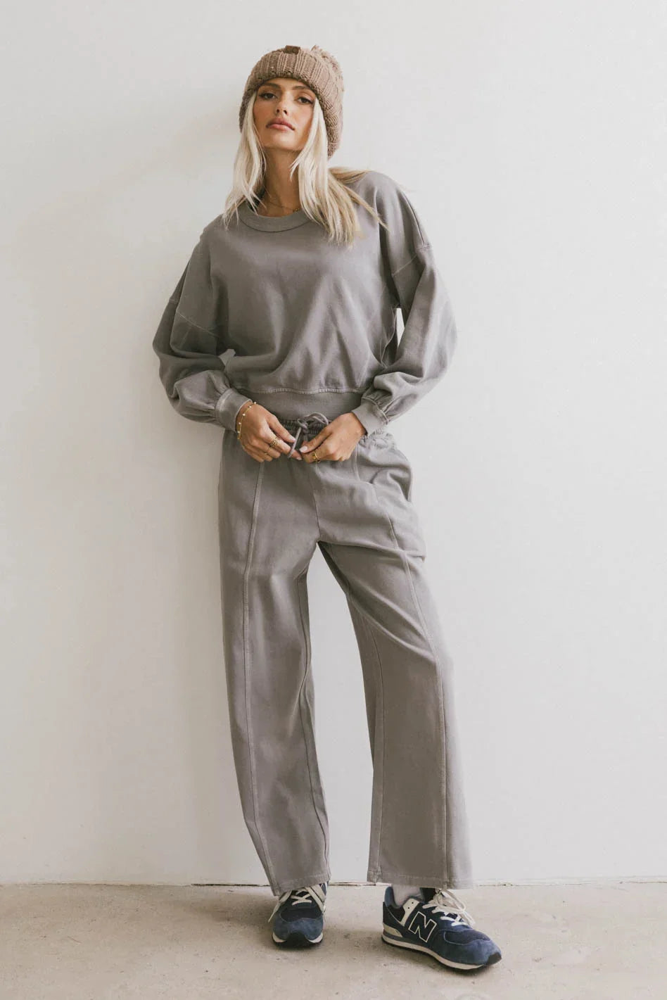 Sutton Exposed Seam Crewneck in Grey FINAL SALE