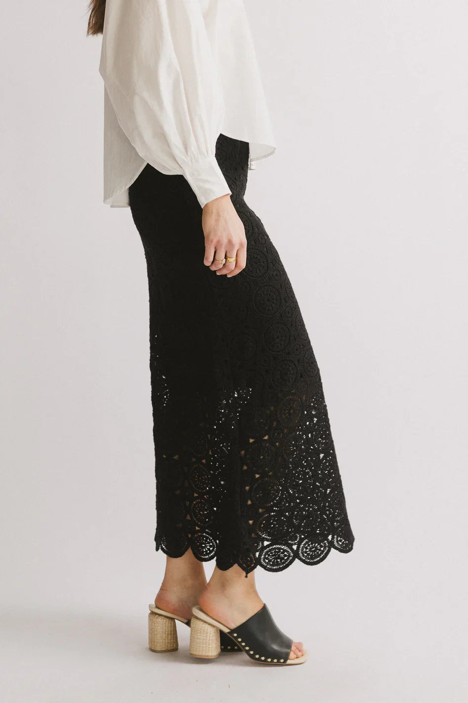 Nanet Crocheted Maxi Skirt in Black FINAL SALE