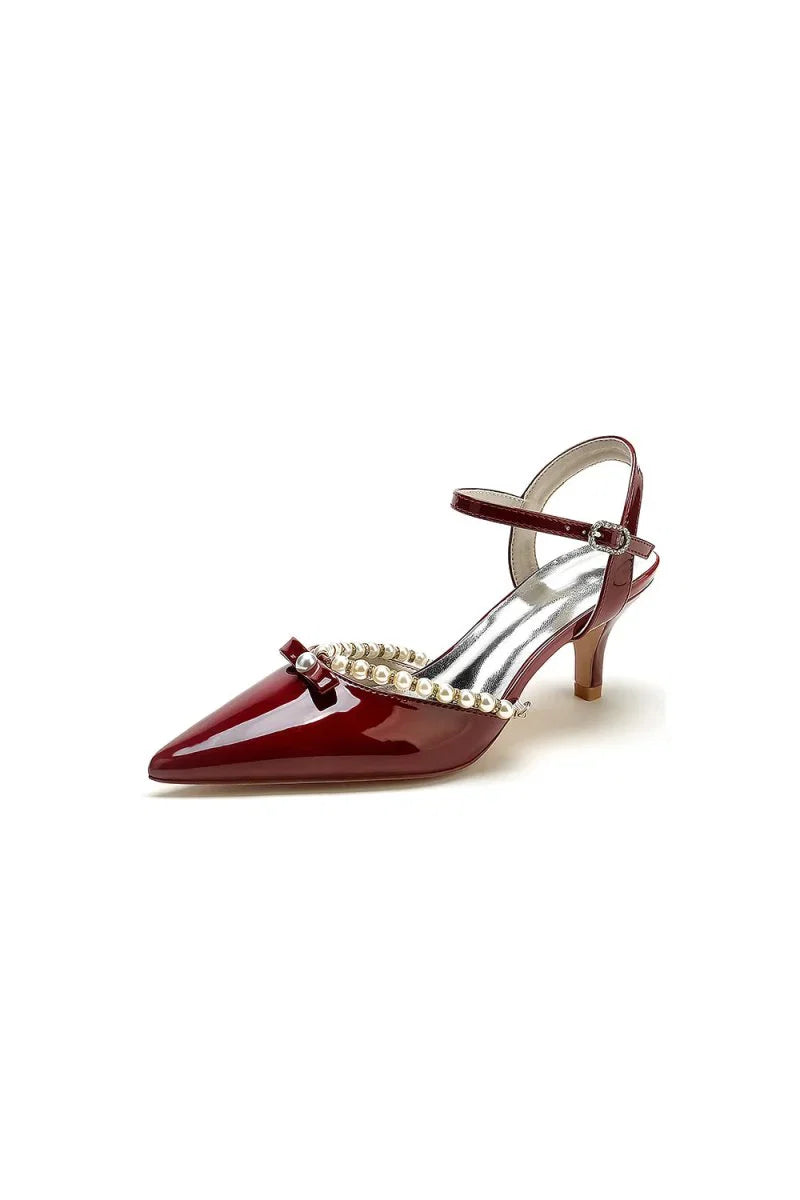 Pointed Toe Wedding Shoes with Pearl