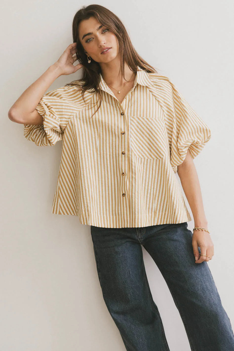 Callum Button Up in Mustard FINAL SALE