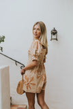 Mitsy Embroidered Floral Romper in Beige