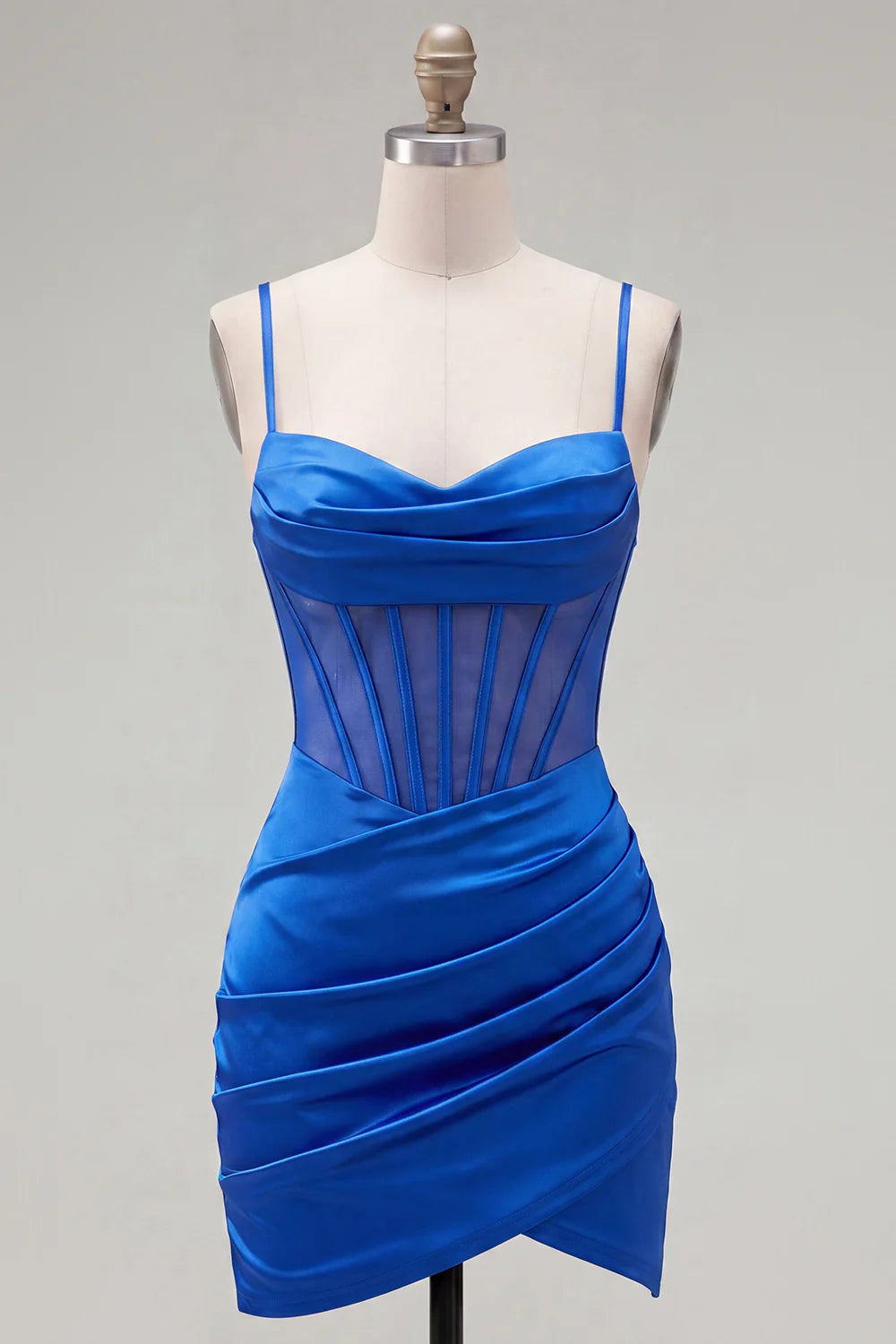 Royal Blue Bodycon Satin Corset Short Homecoming Dress