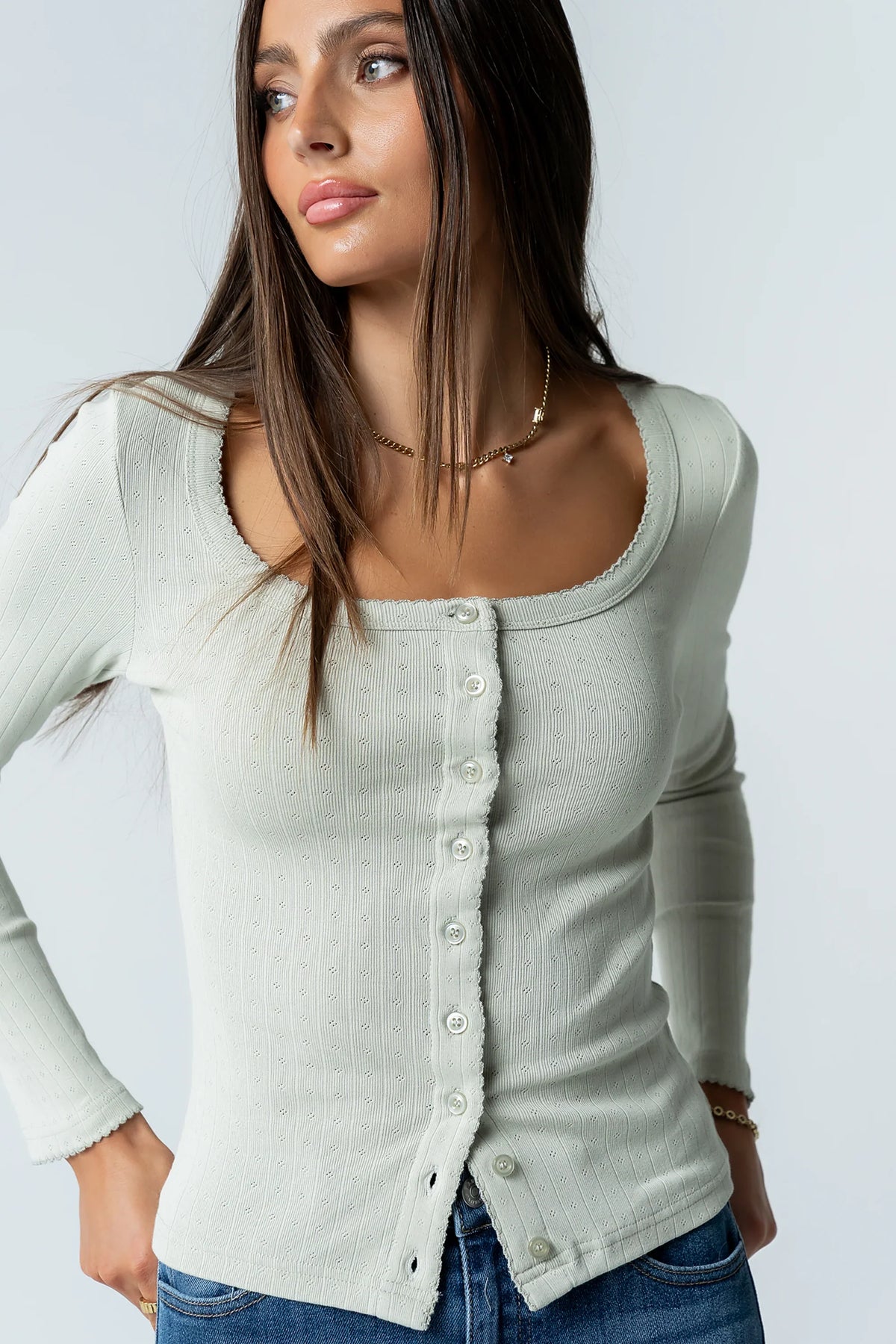 Pura Knit Top in Green