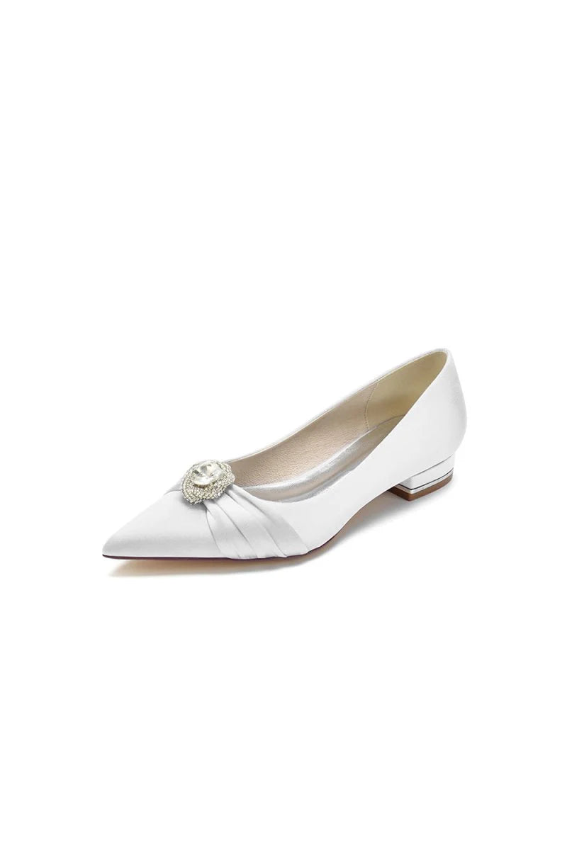 Cocktail Pointed Toe Flats With Crystal