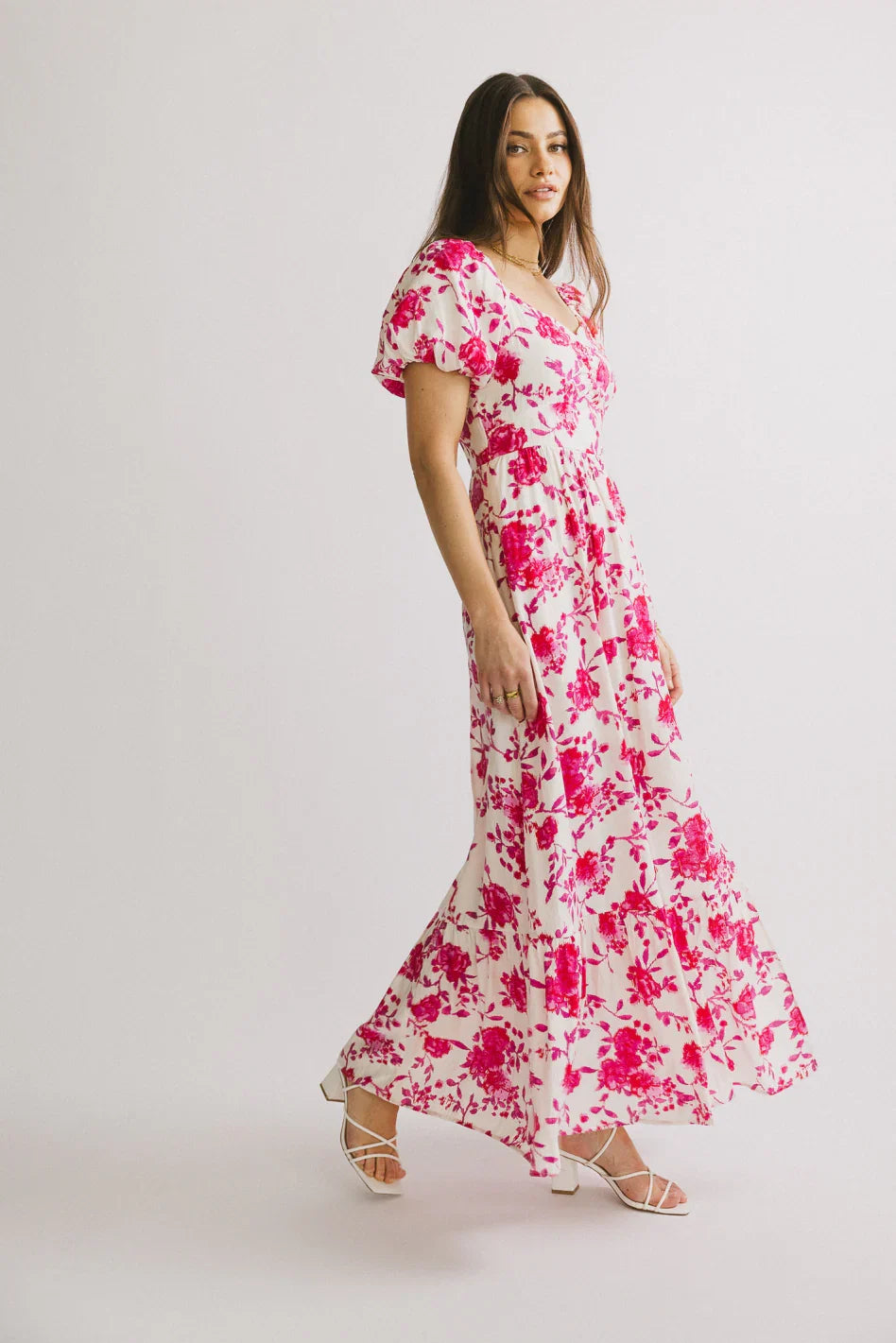 Mellanie Floral Maxi Dress in Fuchsia FINAL SALE