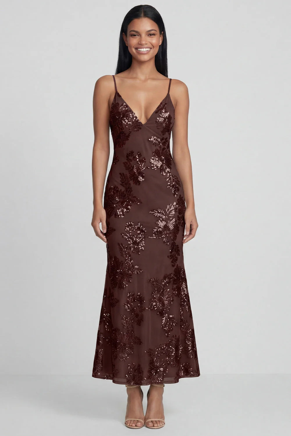 Sage Green Mermaid Floral Wedding Guest Dress with Lace up Back