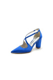 Black Satin Pump with Cross Strap Design