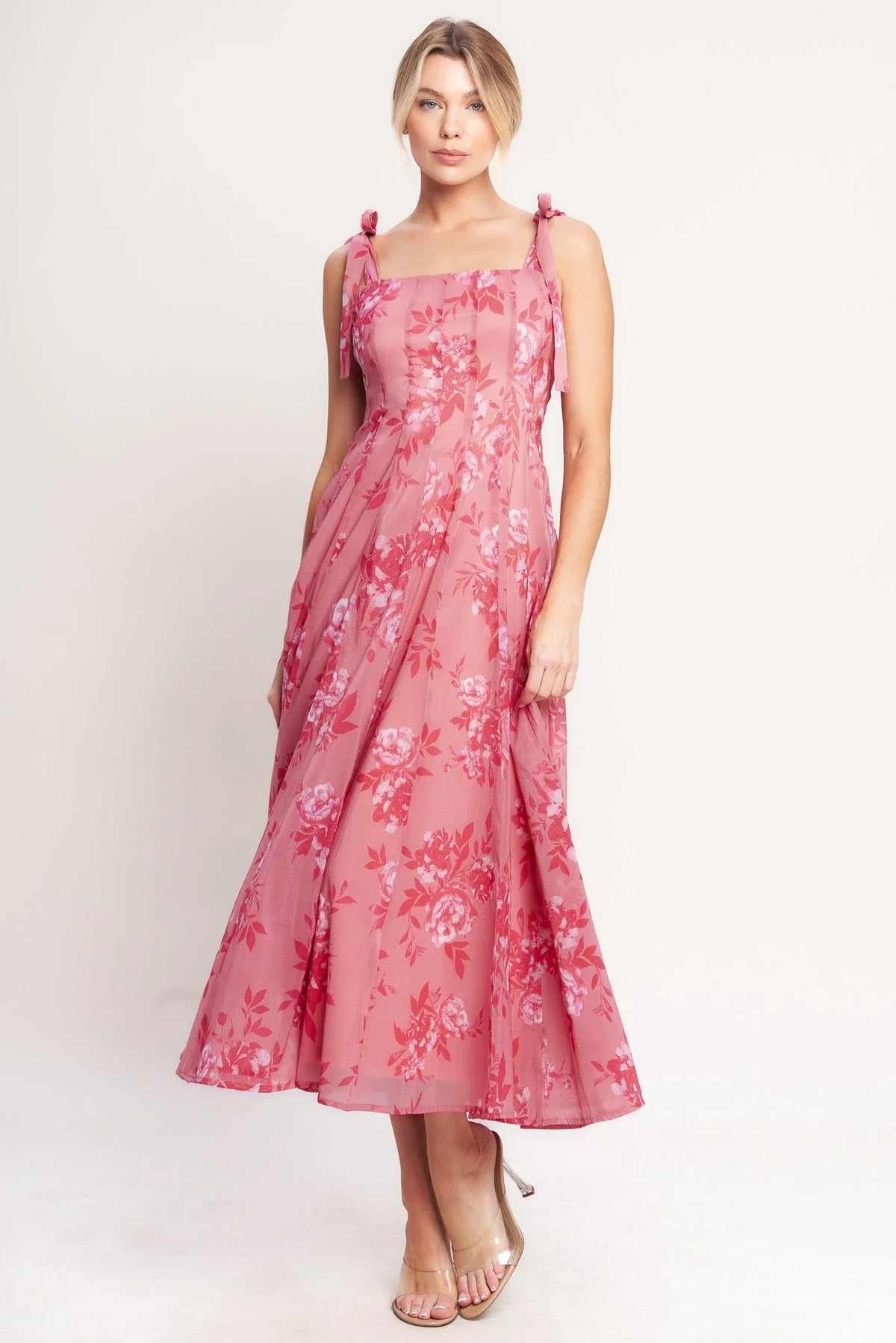ROMANTIC CANOPY PINK MIDI DRESS