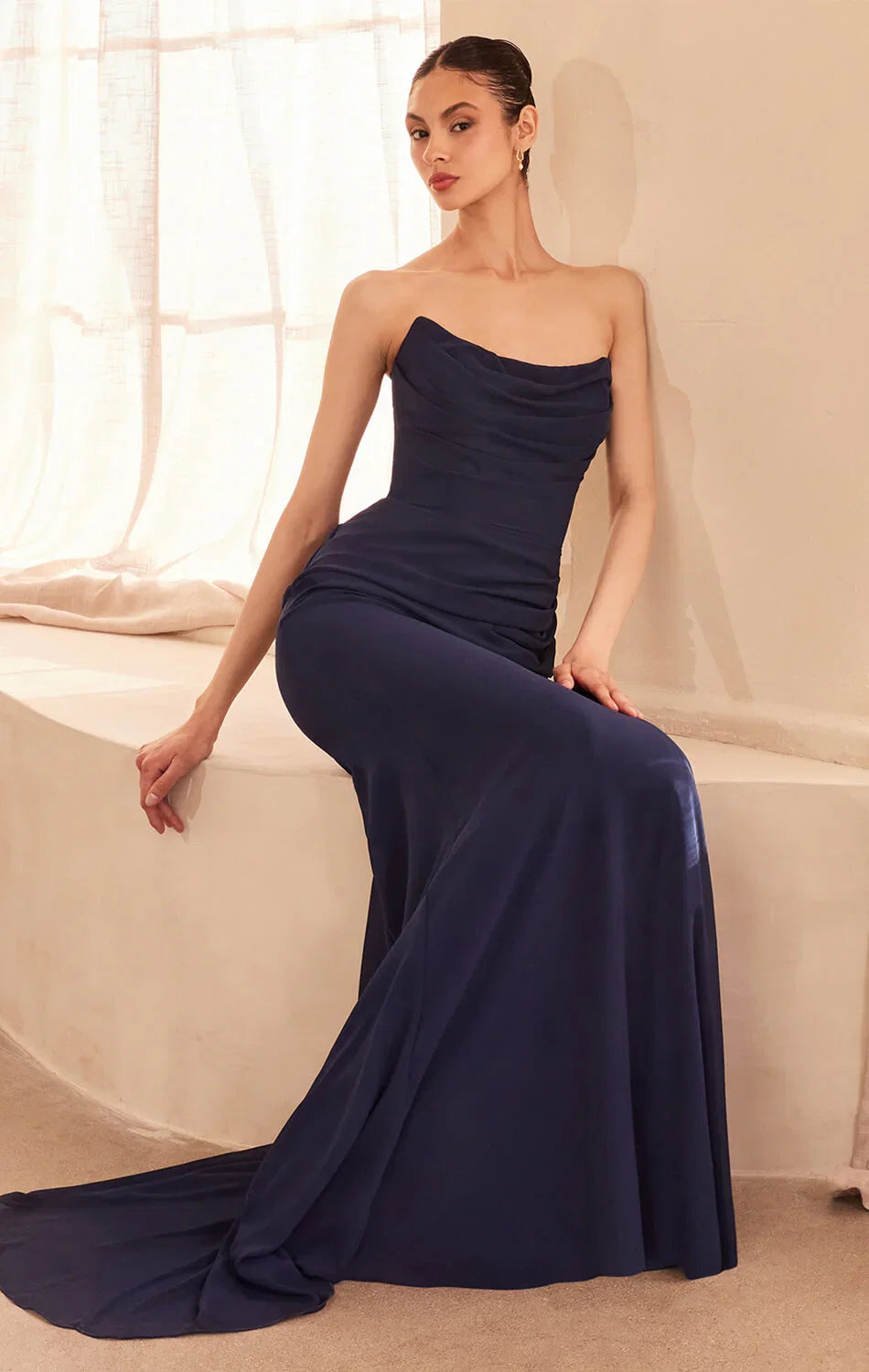 Haven Gown Chiffon Fitted Long Strapless Dress