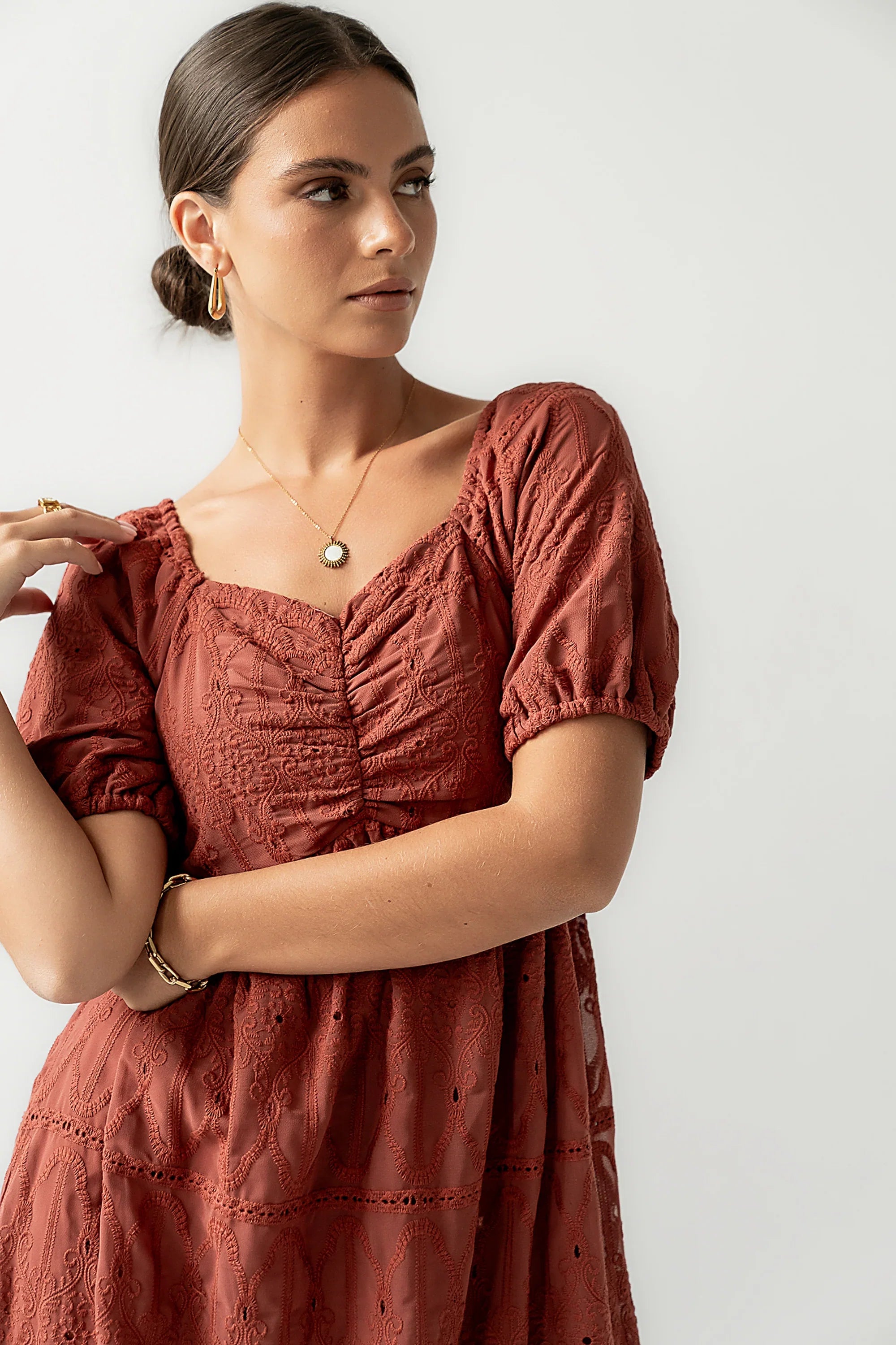 Luca Embroidered Maxi Dress in Dark Berry FINAL SALE
