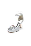 Open Toe Stiletto Heels with Ankle Strap