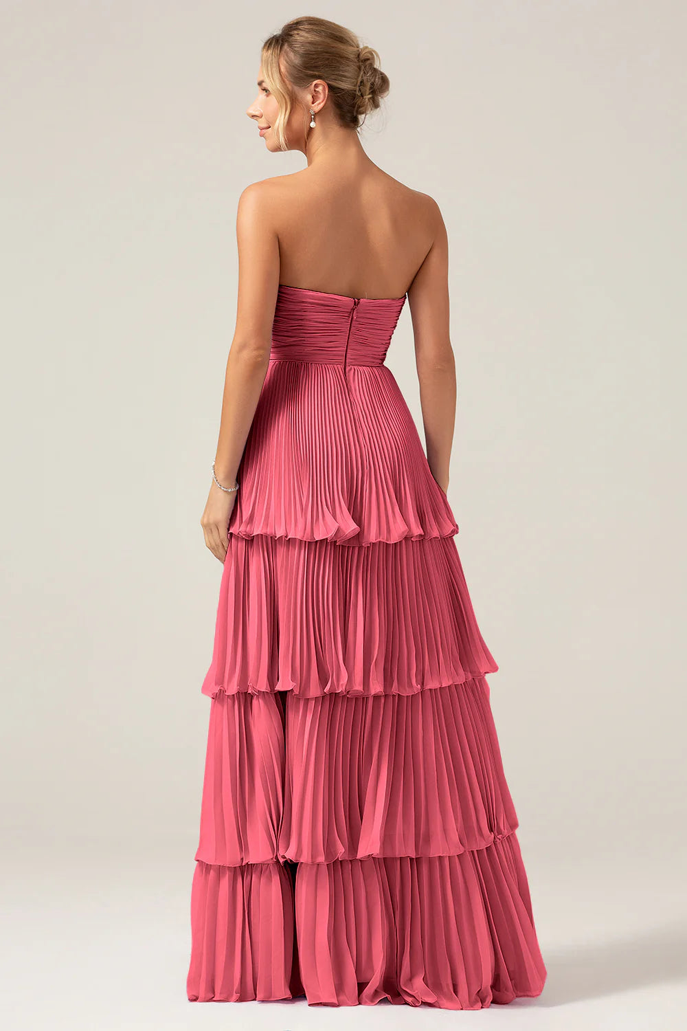 Dusty Sage A Line Sweetheart Tiered Chiffon Floor Length Dress