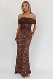 Dulce Lace Maxi Dress Chocolate