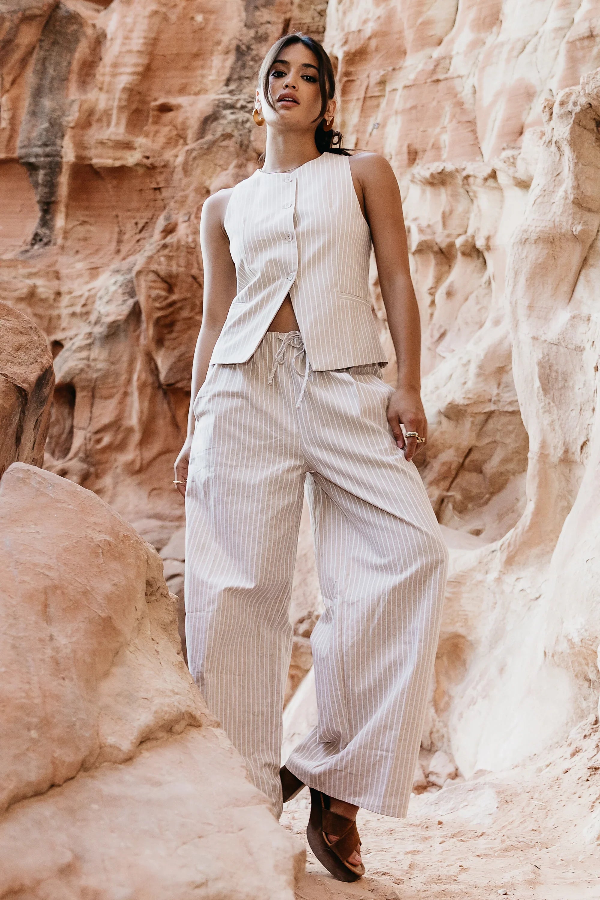 Rosa Wide Leg Pants in Taupe