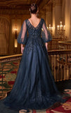 CHARITY GOWN TULLE A LINE GOWN WITH SHEER SLEEVES