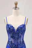 Royal Blue Sequins Corset Sequins Tight Homecoming Dress