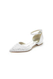 Pointed Toe Beaded Ankle Strap Buckle Kitten Heels