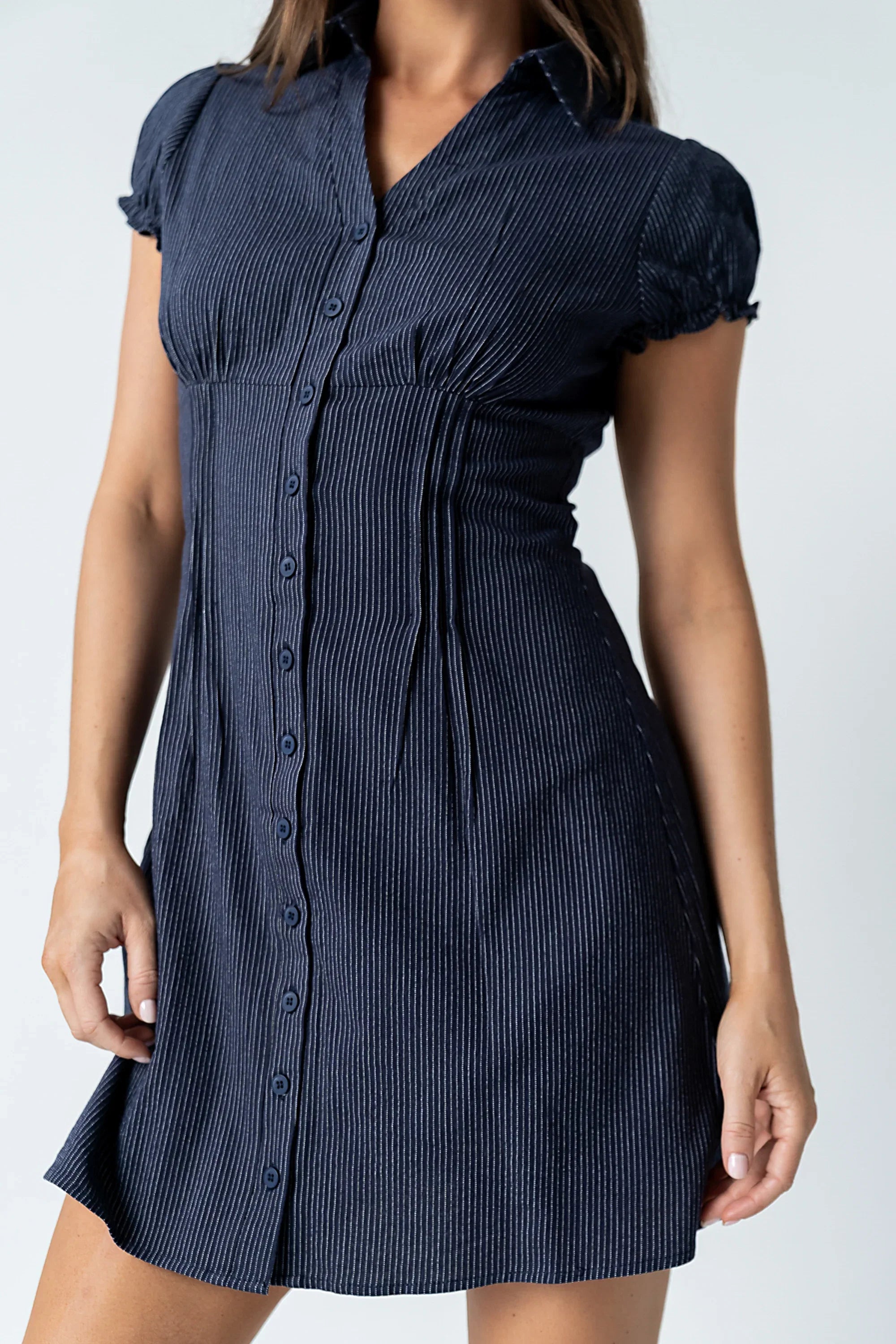 Lockie Pinstripe Mini Dress in Navy