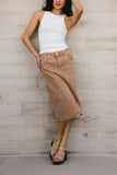 Jordan Denim Skirt in Tan FINAL SALE