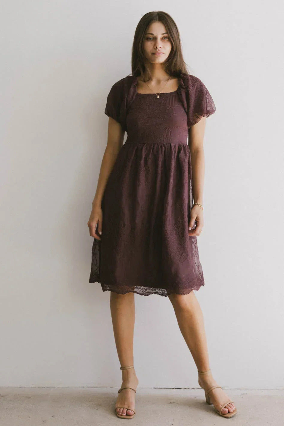 Karrie Embroidered Midi Dress in Purple FINAL SALE