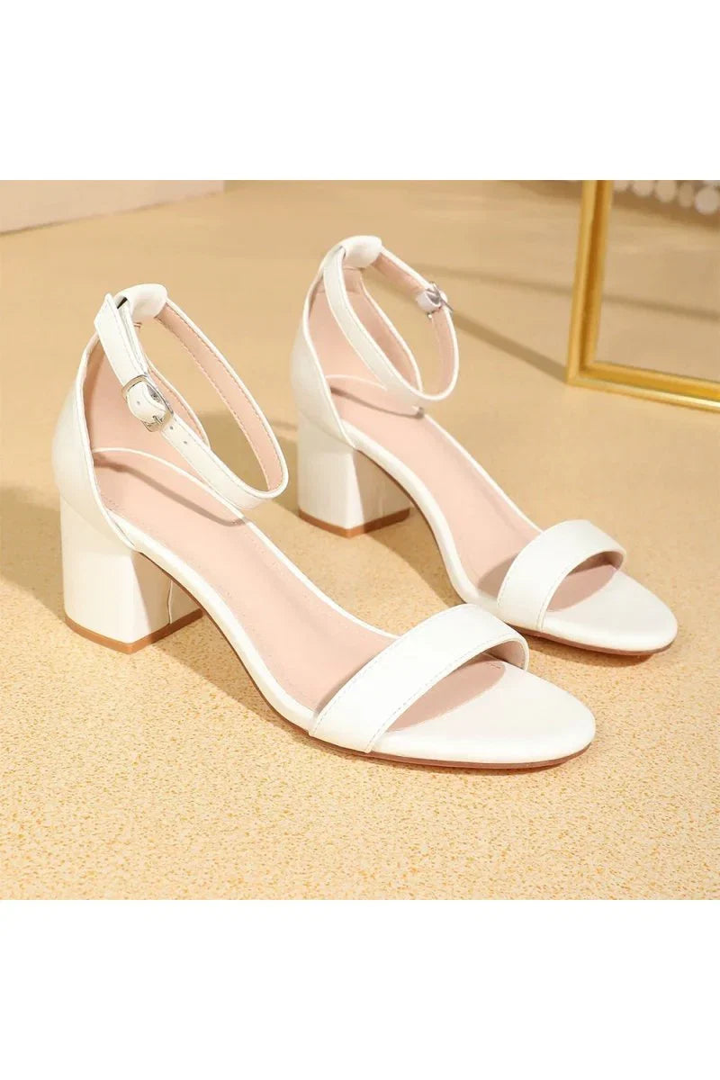 Open Toe Ankle Strap Suede Block Heel Sandals