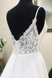 A line Spaghetti Straps Lace Appliques Simple Wedding Dress