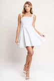 FIRST DATE FEELS WHITE TWILL MINI DRESS