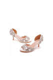 Peep Toe Satin Rhinestone Slip On High Heels