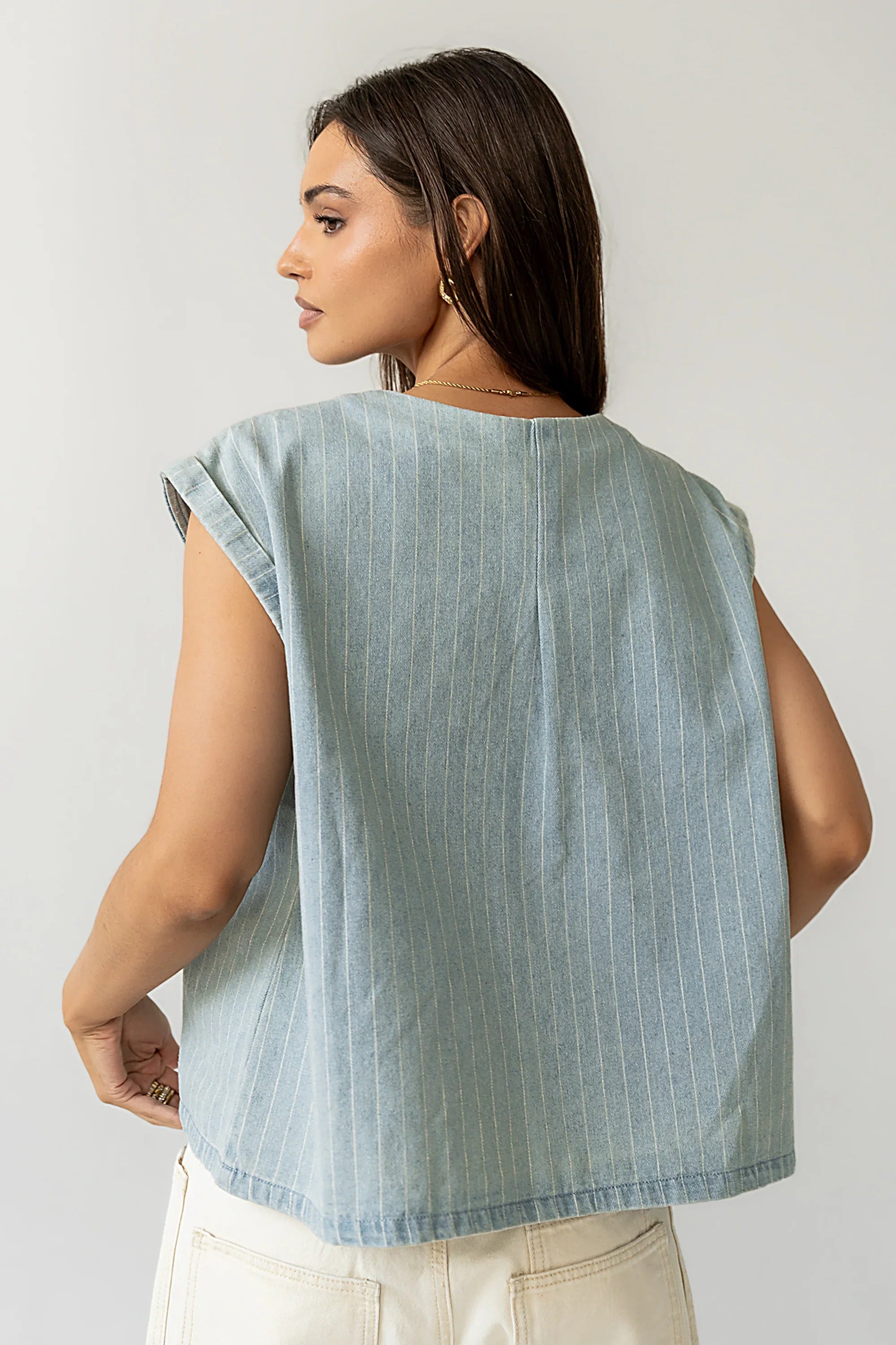 Alisson Striped Denim Blouse