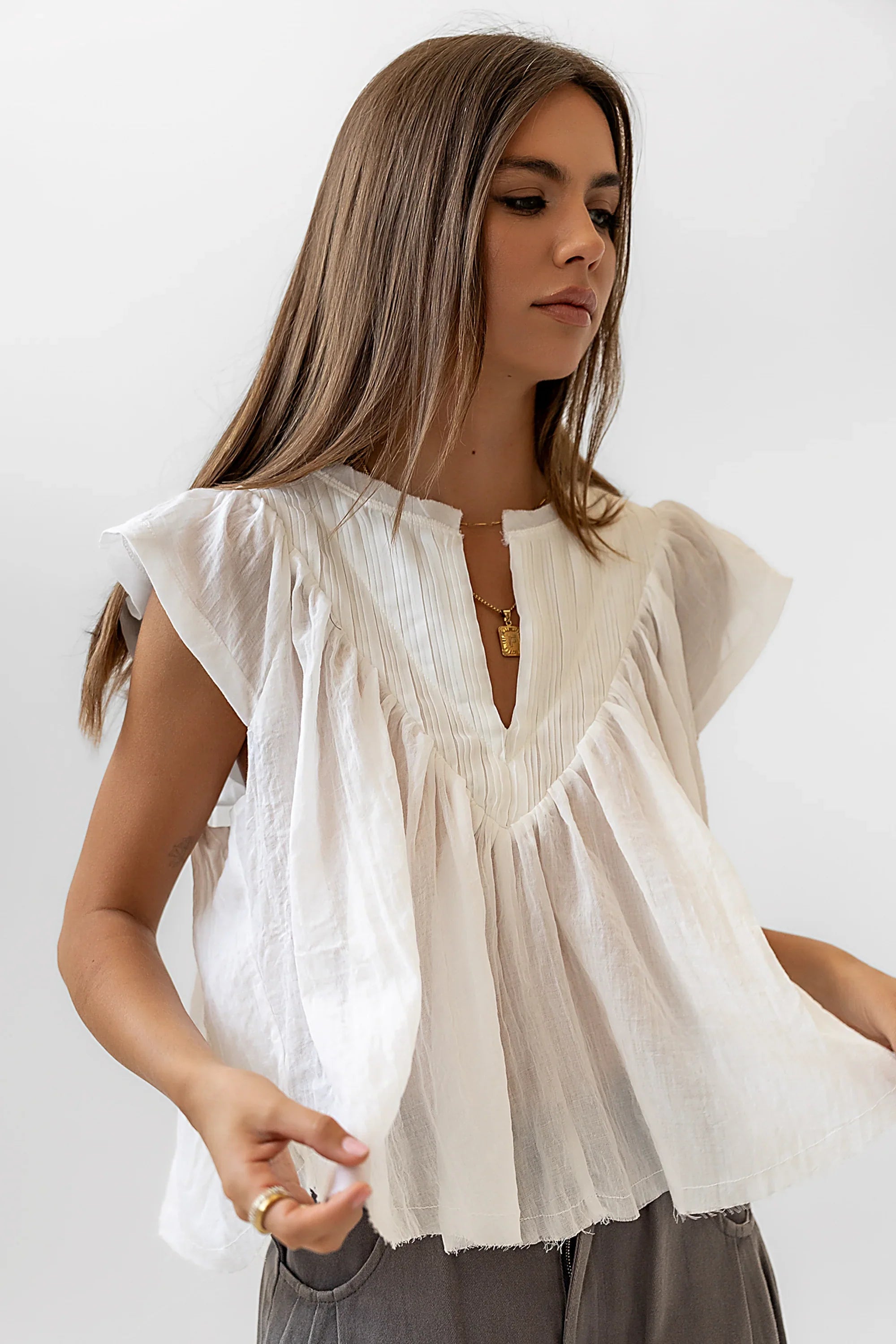 Leia Blouse in Cream FINAL SALE