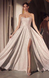 Quinn Gown Long Strapless Glitter A line Dress