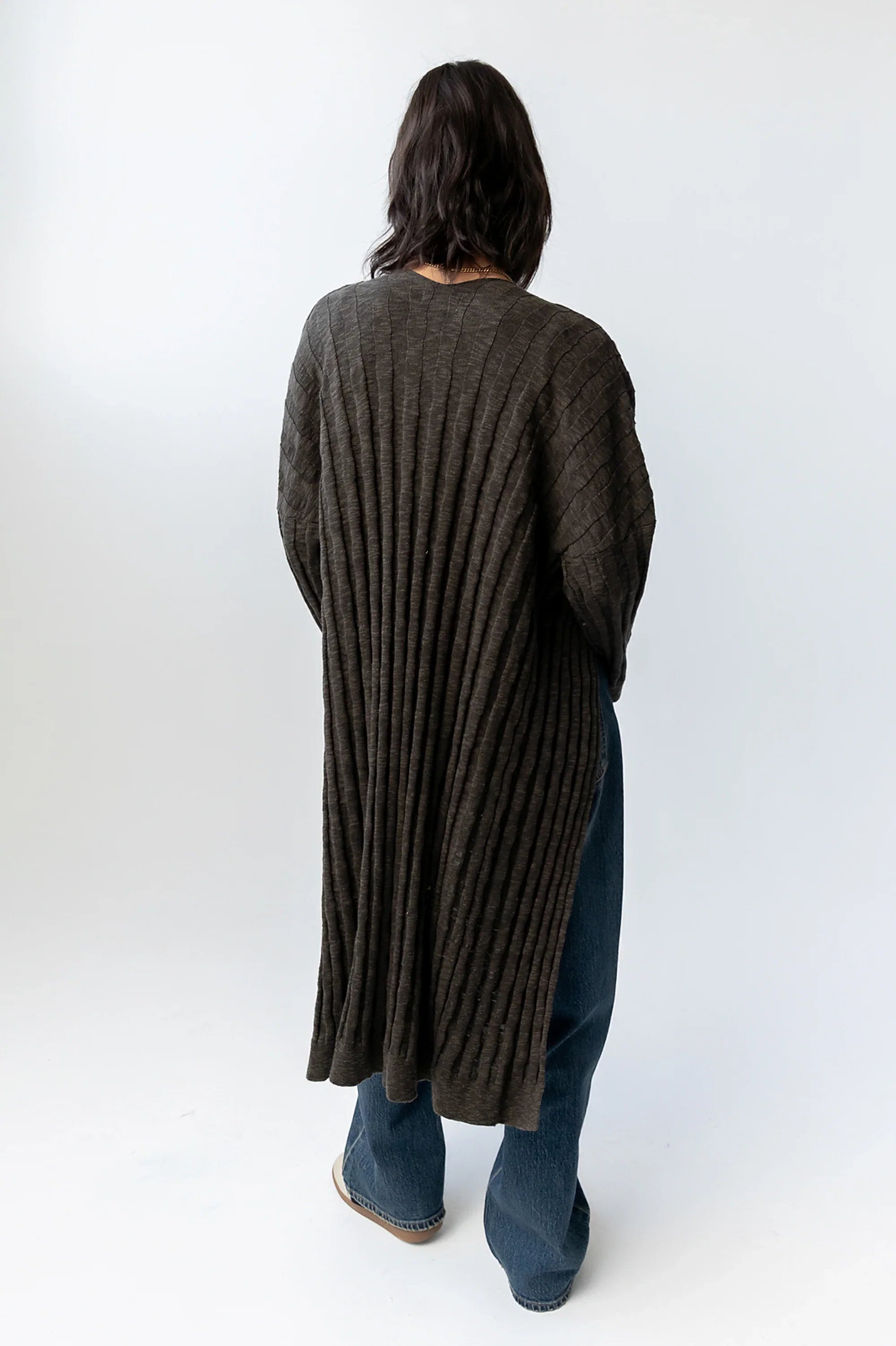 Eve Ribbed Duster in Olive