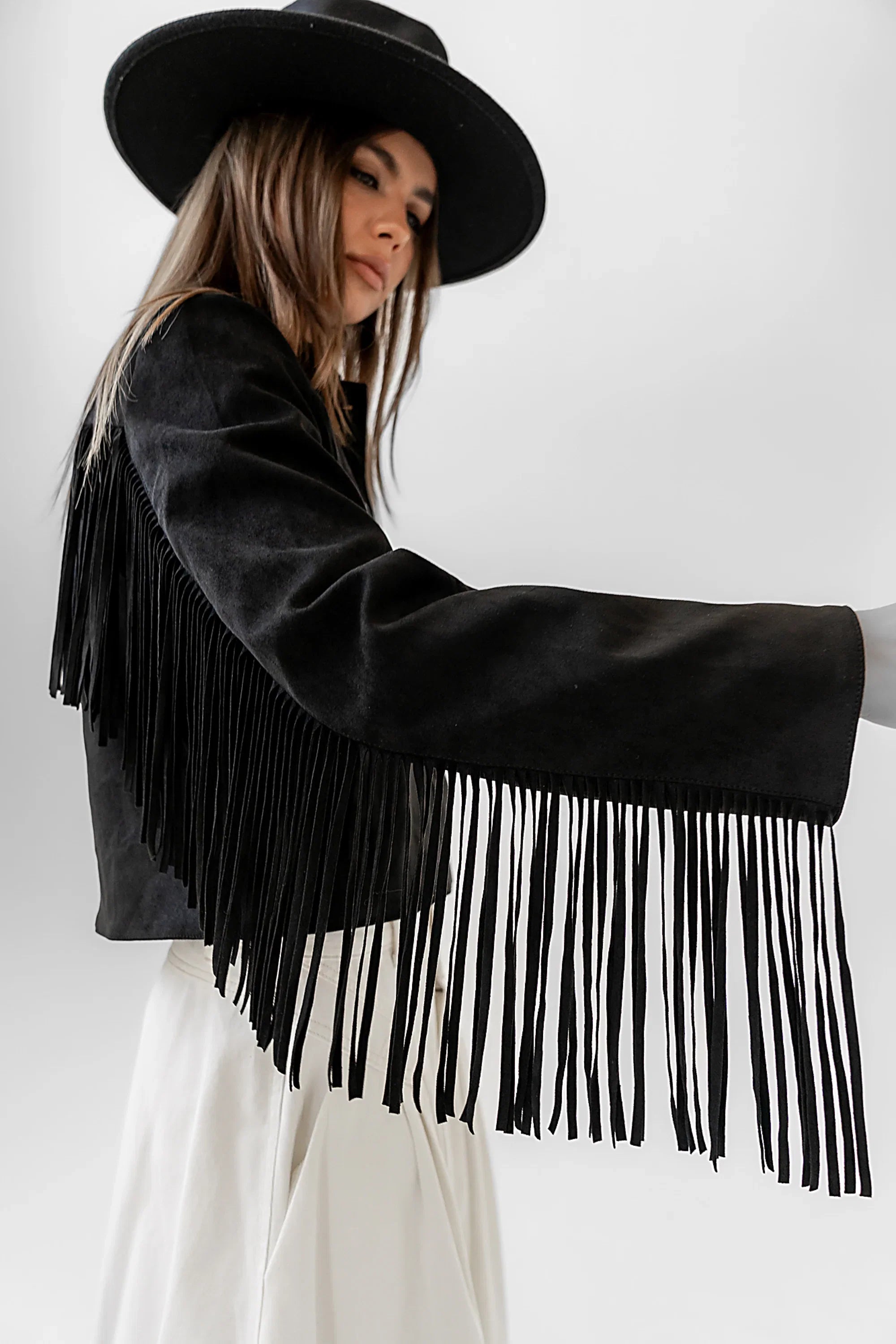 Bridget Fringe Jacket in Black