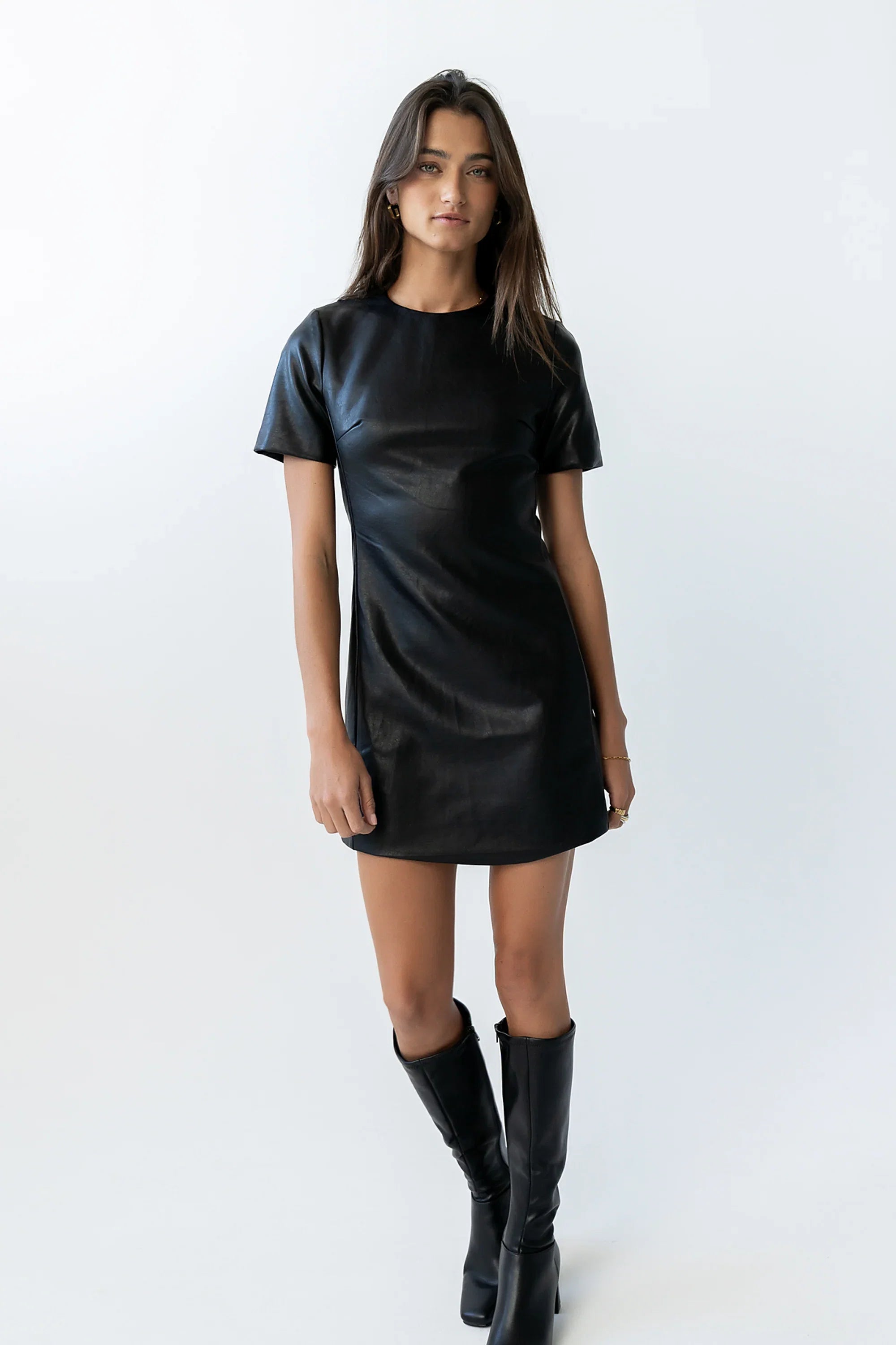 Moxie Vegan Leather Mini Dress in Black FINAL SALE
