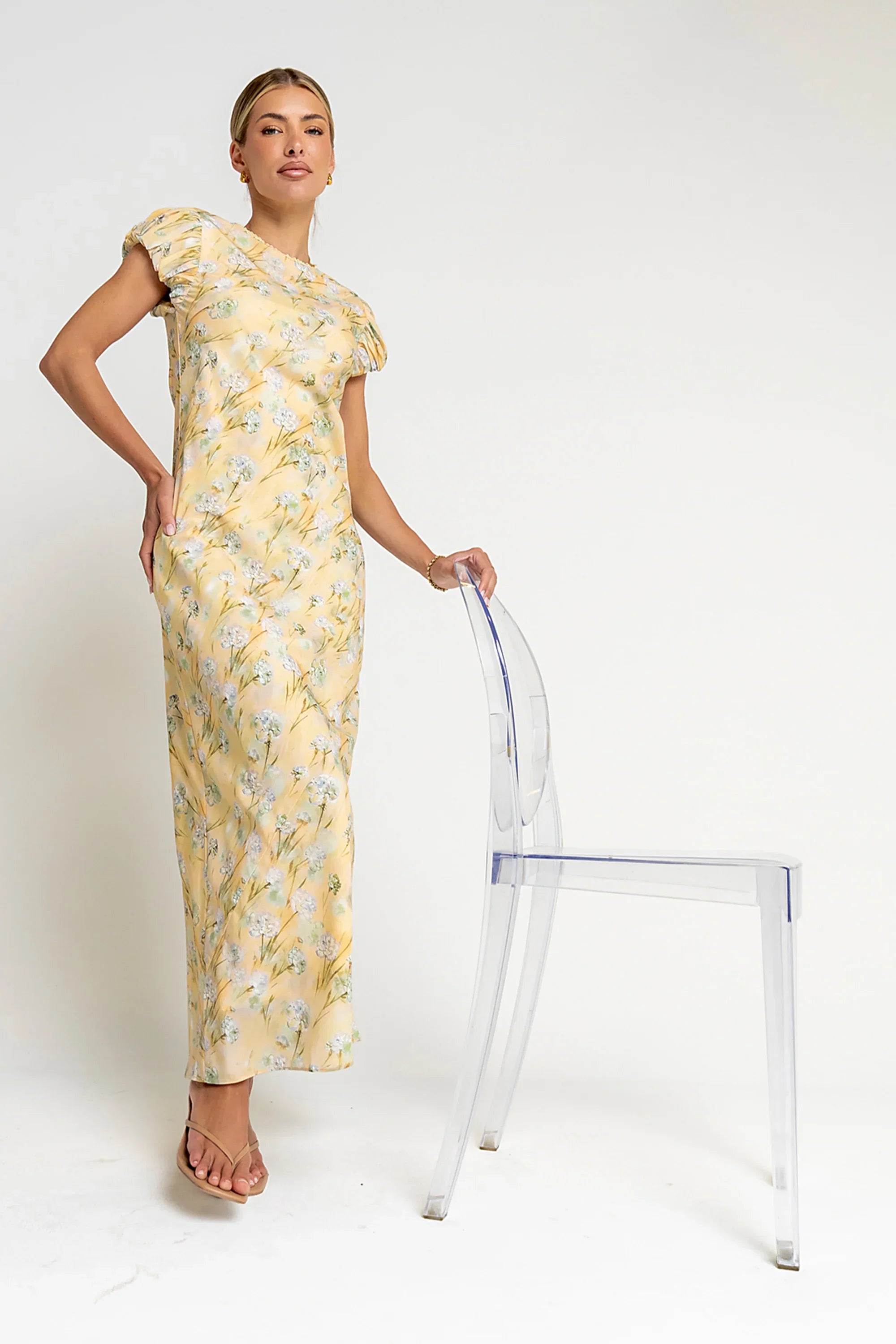 Ellianna Floral Maxi Dress in Butter Yellow