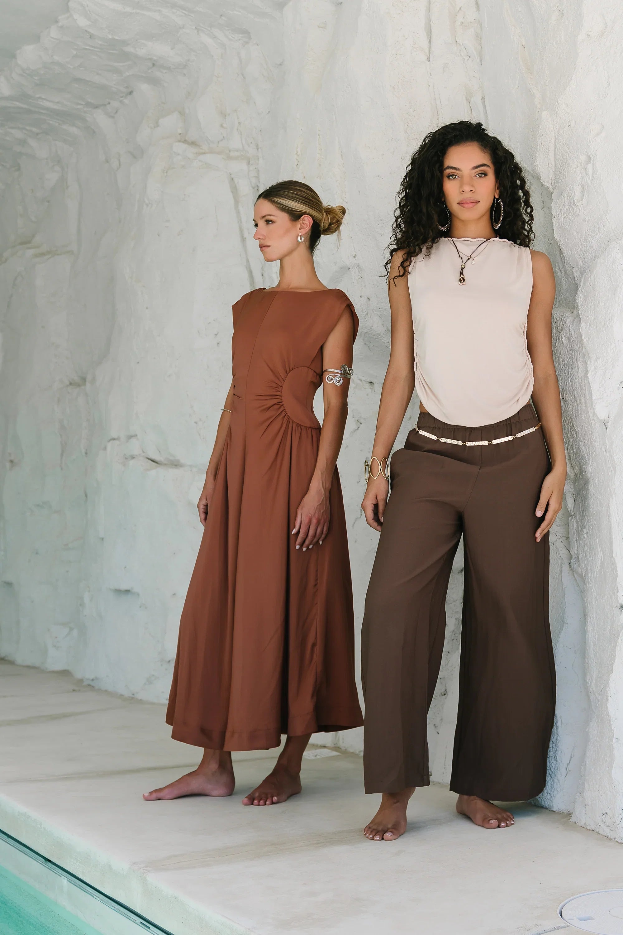 Nora Midi Dress in Terracotta