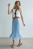 Gigi Polka Dot Midi Skirt in Blue