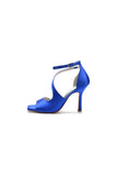 Simple Square Open Toe Ankle Strap Satin Prom Shoes