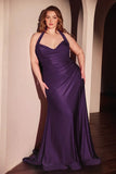 Autumn Gown Stretch Spandex Satin Halter Fitted Dress