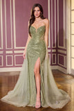 Justice Gown Strapless Beaded Dress With Overskirt
