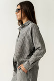 Conner Striped Button Down Top in Black